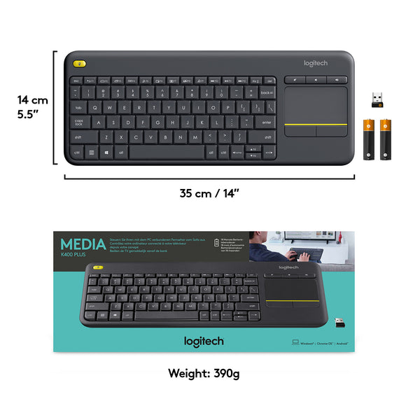 Logitech K400 Plus Wireless Touch Keyboard