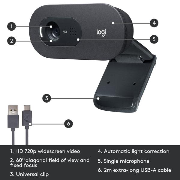 Logitech C505 HD Webcam with 720p and Long Range Mic